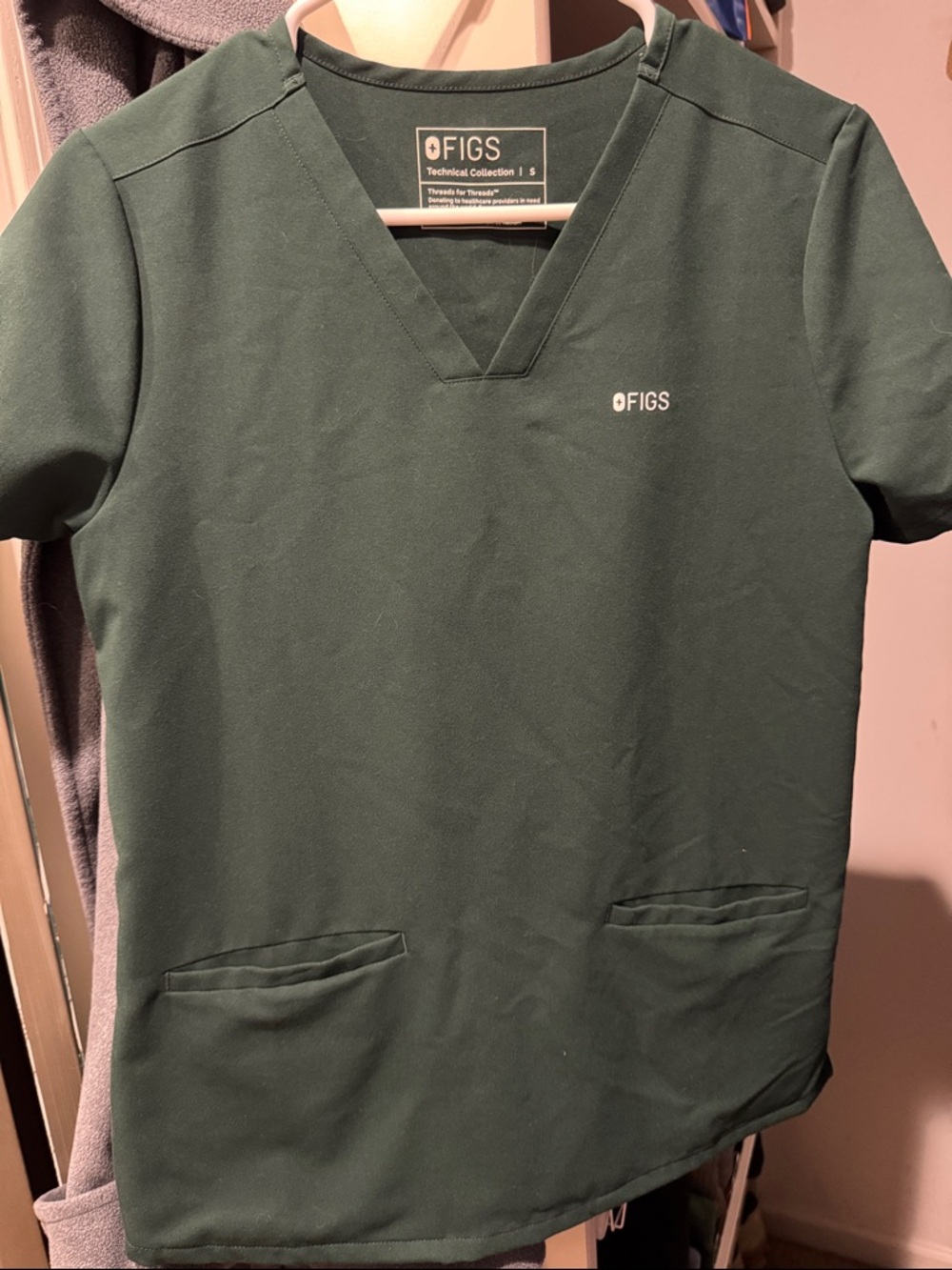 FIGS Deep Green V-Neck Scrub Top